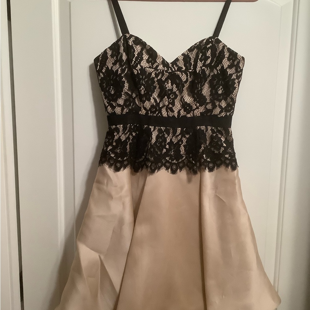 Milly of New York women’s ballet pink champagne black lace dress 2